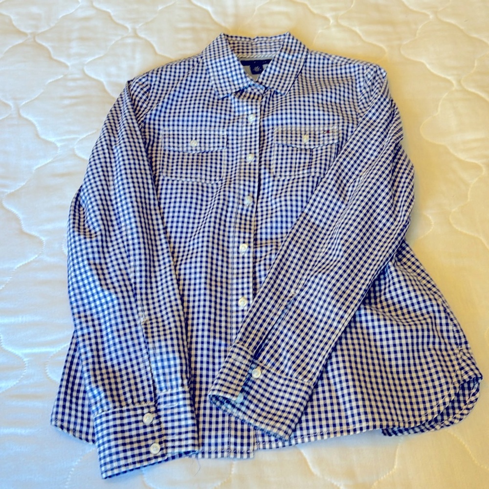 Women’s Tommy Hilfiger check pattern blouse in blue, size small